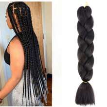 Pre-Stretched Large Braiding Hair 24 Inch Kanekalon Synthetic Fiber Hair Extensions 100g/Pack, Tangle-Free Braiding Hair For African Box Braids And Twist Braids - Black - View 2