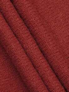 DONICY Women's Burgundy Round Neck Sweater, Heart Pattern Sleeves, Autumn Essential, Vintage Style - Red - View 3