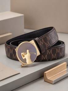 1pc Golf Men's Automatic Buckle Belt, Business Casual, Letter Belt Body, High-End Fashion - Multicolor - View 11