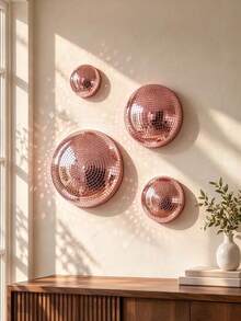 Mirror Disco Ball Wall Decor, Pink/Silver Sun Catcher 70s Retro Party Style, Home Decor, Creative Gift, Housewarming Gift, Minimalist, Bohemian, Wabi-Sabi, Elegant Luxury, Suitable For Living Room Soft Furnishing - Multicolor - View 1