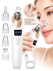 Blackhead Remover Pore Vacuum, USB Rechargeable Facial Skincare Device, 5 Interchangeable Suction Heads, 3 Adjustable Suction Levels, Home Facial Cleansing - Multicolor - View 12