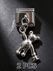 2Pcs Silver Mixed Style Module Charm Pendants, DIY Bracelet Jewelry Making Accessories, Replacement Charms For Italian Style Modular Bracelet - Multicolor - View 10