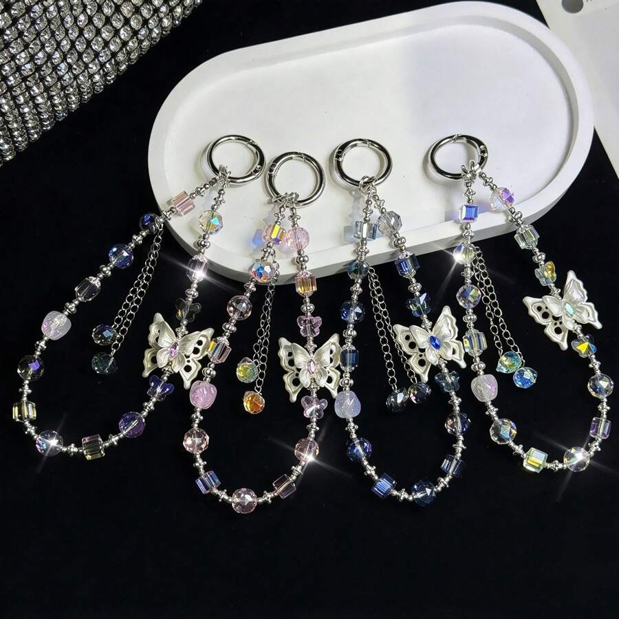 1pc Korean Style Rhinestone Embedded Phone Lanyard Anti-Loss Halter ...