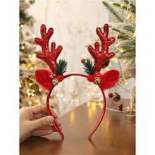 2-piece Christmas reindeer horn diadem with shiny reindeer headpiece, perfect for parties, holidays, New Year decorations, Halloween, Christmas, and home holiday essentials. Ideal as a party hat, women's hair accessories, or headwear. - Multicolor - Ver 4