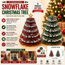 3D Wooden Snowflake Christmas Tree,Wood 3D Christmas Tree Decorations,DIY 3D Snowflake Wood Crafts Handmade Christmas Ornaments, Tabletop Xmas Tree Decorations, Festive Snowflake And Leaf Accessories - Multicolor - View 5