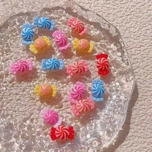 20/50/100pcs Cartoon Cute Mini Candy Style Resin Flat Charms, Colorful Flower And Bow Design DIY Jewelry Accessories, Creative Handmade Decorative Parts, Random Assortment - Mini Colorful Candy Mix - View 4