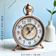 European Retro Iron Art Painted Desktop Clock, 3D Tabletop Clock, Living Room Bedroom Decor, Wall Hanging Clock, Fashion Silent Desk Clock, Gift, Luxury Clock, Housewarming Gift, Home Decor - Multicolor - View 19