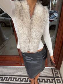 Women's White Fuzzy Patchwork Elegant Date Elegant Casual Home Top - White - View 3