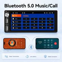 VENBES 6.86 Inch 1DIN Wired CarPlay Car Player Bluetooth Touchscreen MP5 Head Unit Supports FM Radio USB/AUX Optional Steering Wheel Control And 8-Light Backup Camera - Main Unit - View 7