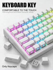 133pcs Side-Printed Translucent Character Mechanical Keyboard Keycaps Set, White & Black, PBT+PC Material, OEM Height, Compatible With MX Switches, Fits 64/68/75/84/87/98/104/108 Keys, Dye-Sublimation Process, High Wear-Resistant Side-Printed Characters, Smooth Touch, DIY Customizable, Suitable For Gaming & Office, Perfect Gift - View 2