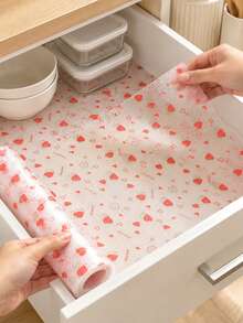 1 Roll Strawberry Pattern Non-Slip Mat, EVA Waterproof Cabinet Liner, Transparent Glue-Free Drawer Liner, Easy To Cut Cabinet Liner Suitable For Shelves, Refrigerator, Table, Cabinet, Kitchen, Rack. (11.8 Inches*39.4 Inches/30*100cm) - Strawberry Pattern - View 4