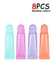 8/4/1pc Colorful Personalized Soft Tube Cosmetic Dispenser Bottles, Portable Empty Bottles For Lotion, Hand Cream, Facial Cleanser, Screw Cap, Easy To Use, Travel-Friendly - Multicolor - View 6