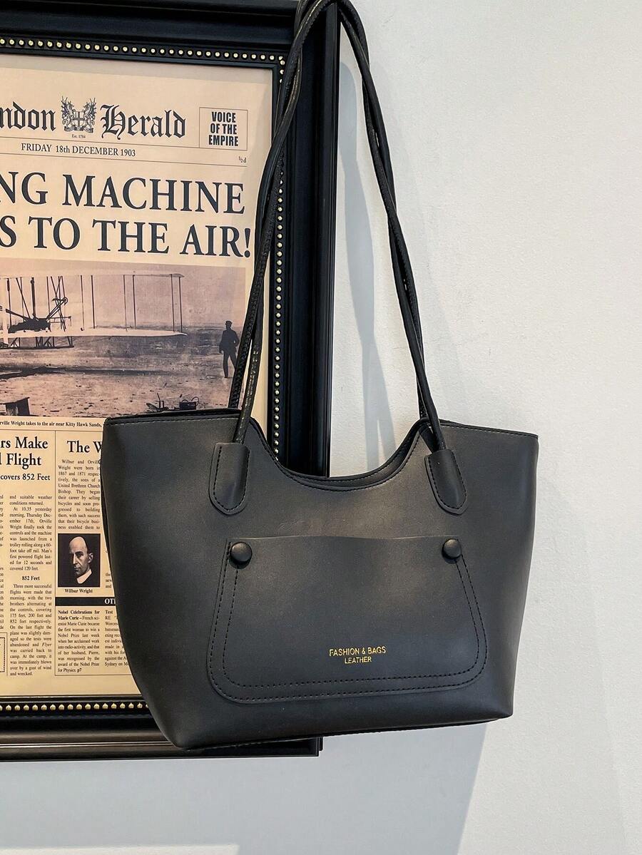 Túi đeo vai dung tích lớn cho nữ, túi tote đi làm phong cách vintage casual mới, đa năng - màu đen - Xem 1