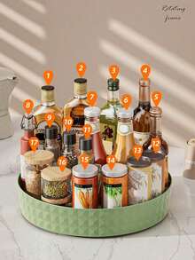 1pc Minimalist Rotating Spice Rack, Acrylic Multi-Function Condiment, Sauce, Vinegar Storage Organizer Rack, Tabletop Fruit Plate, Kitchen Organizer - Multicolor - View 16