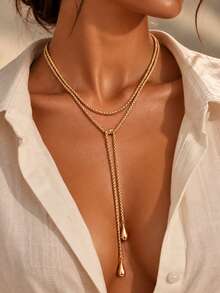 1pc Minimalist Versatile Adjustable Long Necklace, Suitable For Women's Daily Wear - Necklace - View 1