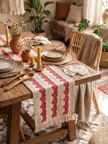 1pc French Romantic Simple Heart Shaped Table Runner, Rectangular Decor For Coffee Table, TV Cabinet, Bedroom Nightstand, Kitchen/Dining Table, Home Party - Multicolor - View 9