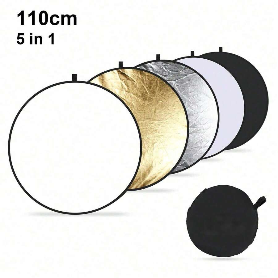 60cm/110cm 5-In-1 (Silver/Translucent/Gold/White/Black) Foldable Photography Reflector