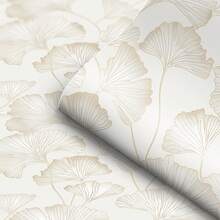 1 Rolls PVC Peel And Stick Wallpaper, Removable Waterproof Self-Adhesive Wall Covering, Beige Ginkgo Leaf Pattern For Bedroom, Living Room, Home Office & Rental Decor, Contact Paper For Home Makeover, Decorative Wall Sticker - Wallpaper - View 11