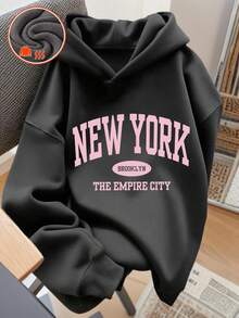 1pc Tween Girl Casual Printed Sweatshirt, Comfortable Pullover Hooded Top For Students, Autumn/Winter - Dark Grey - View 2