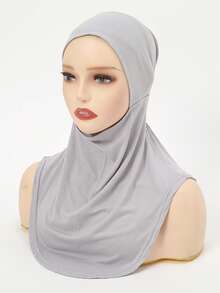 1pc Women's Fashion Solid Color Oversized Elastic Banded Under Cap Headwrap Scarf - 029-light Gray - View 5