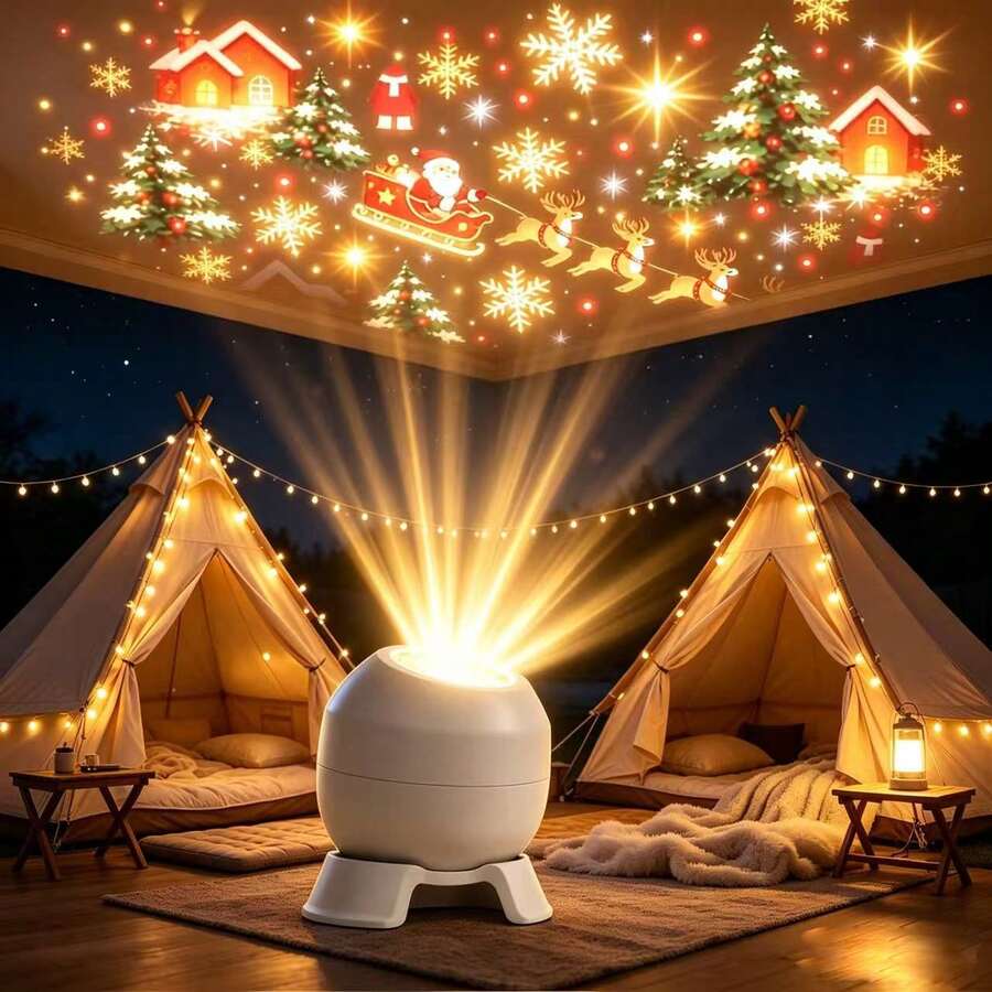 360° Rotating Dynamic Christmas Projection Light, USB Powered, Holiday Atmosphere Light, LED Indoor Party String Lights, Suitable For Christmas, Disco Events, New Year, Bedroom, Living Room, Game Room Wall And Desktop Decoration - Mood Projector Light - View 1