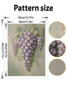 DIY Pearl Art Painting Kit 11.8x15.7 Inch - Purple Grape Pattern, Contains Round Pearls, Shiny Gemstones, Clear Symbols, Full Set Of Tools And Spare Pearls, Halloween & Christmas Gift - Sets - View 7