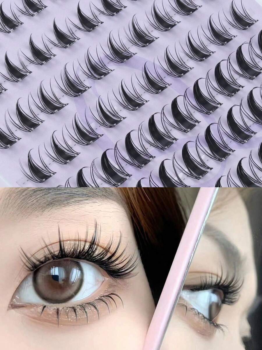 200 Clusters DIY False Eyelash Extensions D Curl Long Single Cluster ...