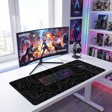 1pc XXL Topographic Map Pattern Mouse Pad - Extra Large Extended Desk Mat, Suitable For Gaming, Black & White Minimalist Keyboard Pad, Suitable For Office And Home - View 4