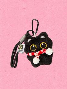Popjeli 1pc Cute Strawberry Black Cat Plush Pendant Keychain Doll Backpack Charm Gifts For Mother, Father, Graduation, And Teacher - Black - View 19