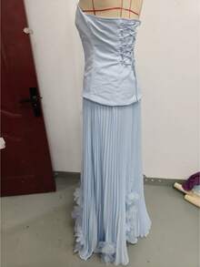 Women Long Dresses - Sky Blue - View 4