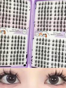 LIMEIKAI 320 Clusters Cartoon Style False Eyelashes, DIY Eyelash Extensions, Tapered Tips, Mixed Length Natural Anime Makeup Look, Thin Korean Asian Style, Reusable, Suitable For Beginners - View 4
