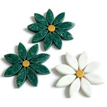 76g/Green & White Marble Floral Mosaic Tiles, DIY Handmade Stone ...