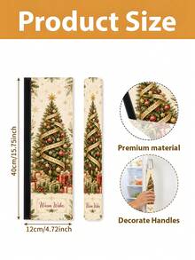 1/2Pcs Christmas Refrigerator Handle Covers, Christmas Tree, Gift Box, Snowflake, Berry Patterns, With Hook And Loop, Suitable For Refrigerator, Oven, Microwave, Dishwasher, Christmas Holiday Kitchen Decor - View 2