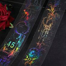1 Roll PET Tape, Falling Into The Night Series, Gothic Style, Iridescent Glossy, Freely Cuttable. Suitable For Scrapbooking, Journaling, Collage, Photo Album, Phone Case Decoration, Greeting Card Making, Can Be Used For Halloween, Christmas, Birthday And Other Holiday Decorations, Essential Student Stationery - 1 Roll - View 3