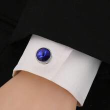 New Men's Business Banquet Shirt Cufflinks Classic French Style Copper Cufflinks Crystal Plated Gold Cufflinks Geometric Pattern Artificial Crystal - Silver - View 4