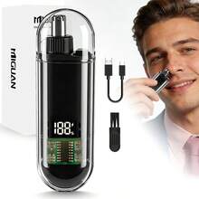 Men's USB Rechargeable Nose & Ear Hair Trimmer, Compact & Portable, Digital Display Design, Suitable For Home Or Travel Use, 220mAh Battery Capacity - Multicolor - View 3