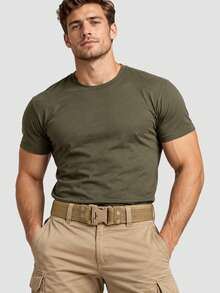 1PC Men's Tactical Belt, Quick Release Buckle Adjustable Utility Belt For Outdoor Hiking Hunting Work Casual - 1Pc - View 5