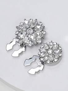 1/2/4pcs Flower Rhinestone Clip Buttons, Detachable Crystal Decorative Buckles, No-Sew DIY Clothing Accessories For Shirts And Dresses - Multicolor - View 5