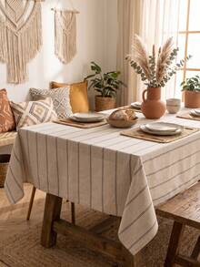 Black Stripe Simple Decorative Tablecloth, Rectangular Kitchen Decor Dining Cover, Coffee Table/TV Cabinet Decor Cloth, Household Party Table Decor Fabric, Outdoor Picnic Mat - Multicolor - View 2