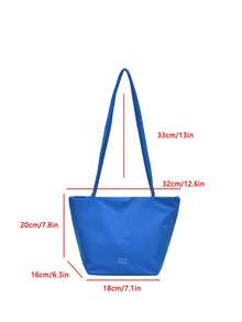 Solid Tote Bag, Large Capacity Lightweight Shoulder Handbag, Casual Daily School Bag For Teens, Students & Young Adults, Simple Commuter Tote - Multicolor - View 10