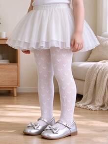 2/1pc Baby Girl Heart Hollow Mesh Tights, Lightweight Breathable Spring/Summer Leggings, Sweet Style, High Elasticity Skin-Friendly Princess Dress Tights - Multicolor - View 8