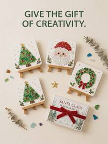 1pc Christmas Sea Glass Art Kit, DIY Sea Glass Mosaic Art Set, Suitable For Beginners And Adults, Includes Santa Claus Theme Mosaic Craft Kit, DIY Home Decor, Gift For Craft Enthusiasts - Multicolor - View 9