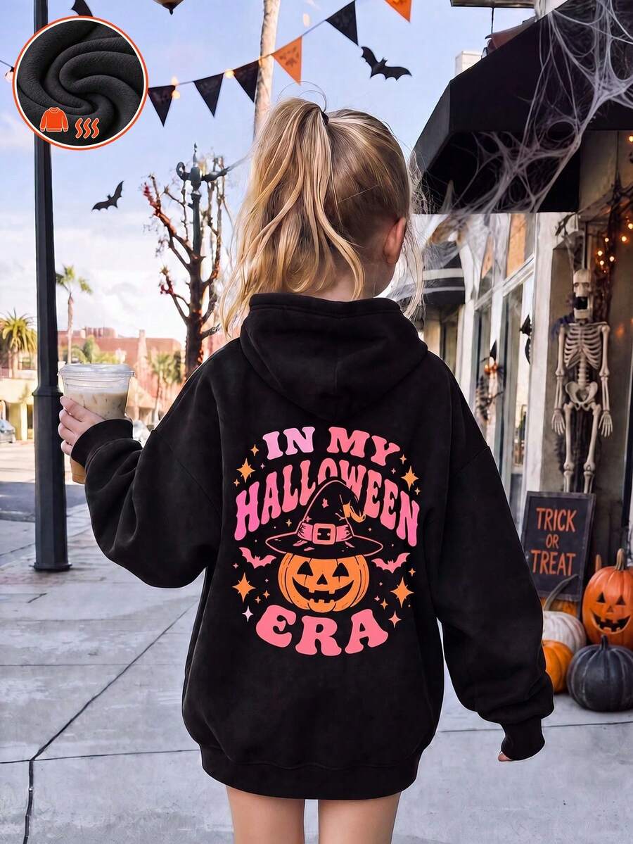 [Halloween] 1pc Teen Girls Hooded Sweatshirt, Front And Back Halloween ...