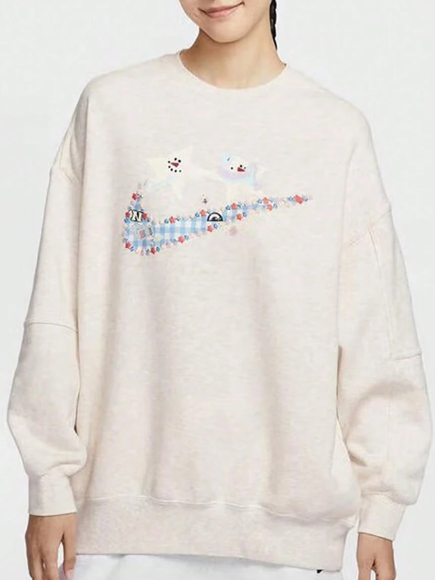 Nike Sweatshirt Pullover Olahraga Kasual Wanita - Putih - View 1