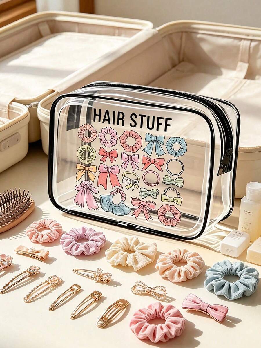 1pc Waterproof Transparent Makeup Bag, Travel Essential Bag, Suitable For Girl's Toiletries And Accessories - Multicolor - View 1