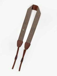 Vintage Herringbone Woven Camera Shoulder Strap, PU Leather Spliced Adjustable Wide Pressure-Relieving, Universal Practical Accessory For DSLR Mirrorless Film Cameras, Suitable For Travel And Street Photography - View 6