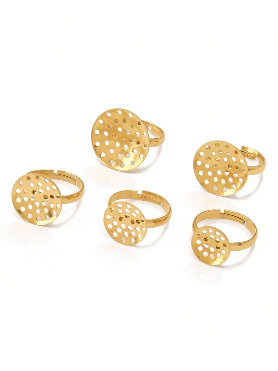3pcs Stainless Steel Open Ring Base Adjustable Tray Cabochon Settings ...