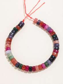 1 Strand 7x4mm Flat Round Spacer Beads Multicolor Jade Stone Beads For Flat Disc Jewelry Making Diy Bracelet Accessories ﻿ - Multicolor - View 13