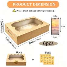 48/24/12/6 Pack Cardboard Gift Boxes With Clear Window, Thick Sturdy Reusable, With Thank You Stickers, For Party And Holiday Gift Packaging - Brown - View 8