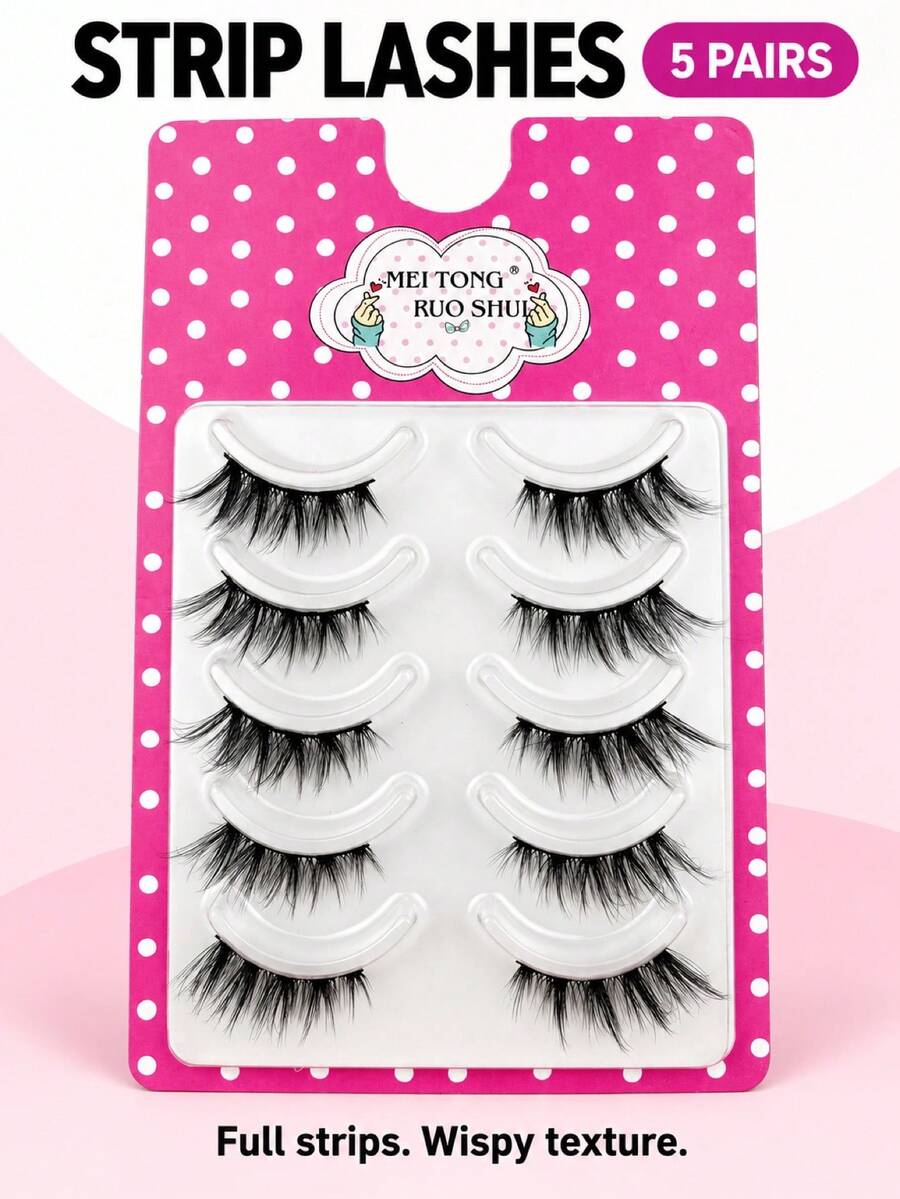 European & American Style Wispy Fluffy Spiky Full Set False Eyelashes, Heat-Set 3D Curved Lifted Realistic Black Soft Stem Faux Lashes, Messy Hair Texture For Bold Makeup And Camera-Ready Look - View 1